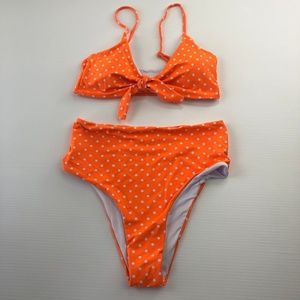Orange Medium Sexy Knotted Bra Briefs Swimsuits